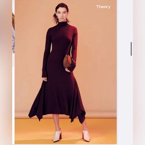 Theory Ribbed Knit Panel Dress, Dark Currant Size S